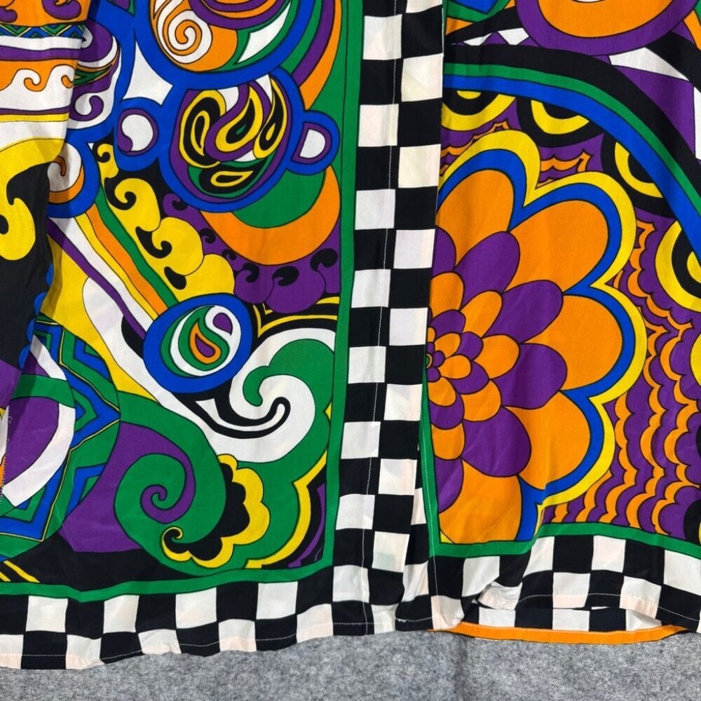 Vintage Paolo Santini Silk Blouse Multicolor Size 8 Retro Art Print Abstract - Picture 4 of 15